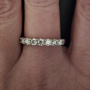 Classic Moissanite Sterling Silver Eternity Band